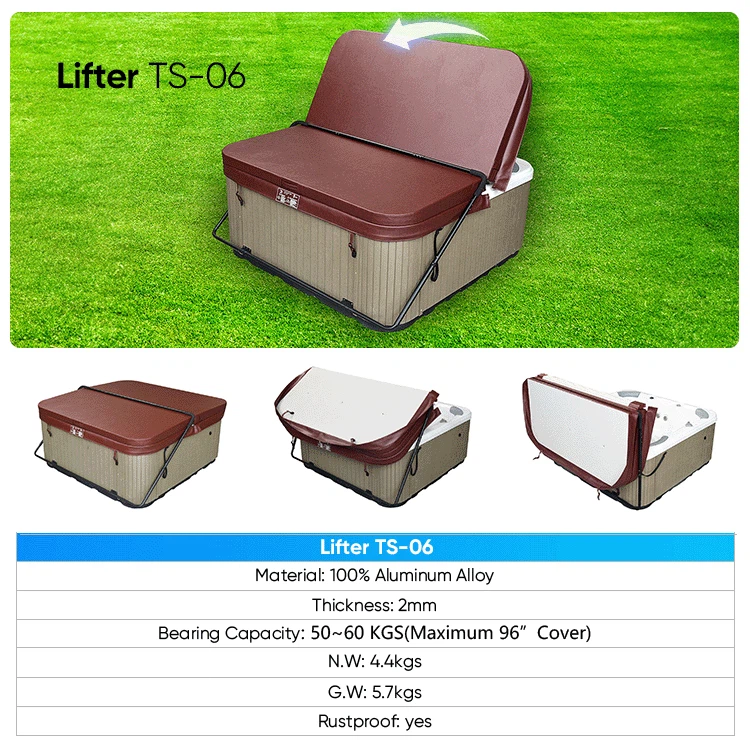 Aluminum Spa Cover Lifter: 2-Step Operation, Dual Buckles & Space-Saving Design suppliers